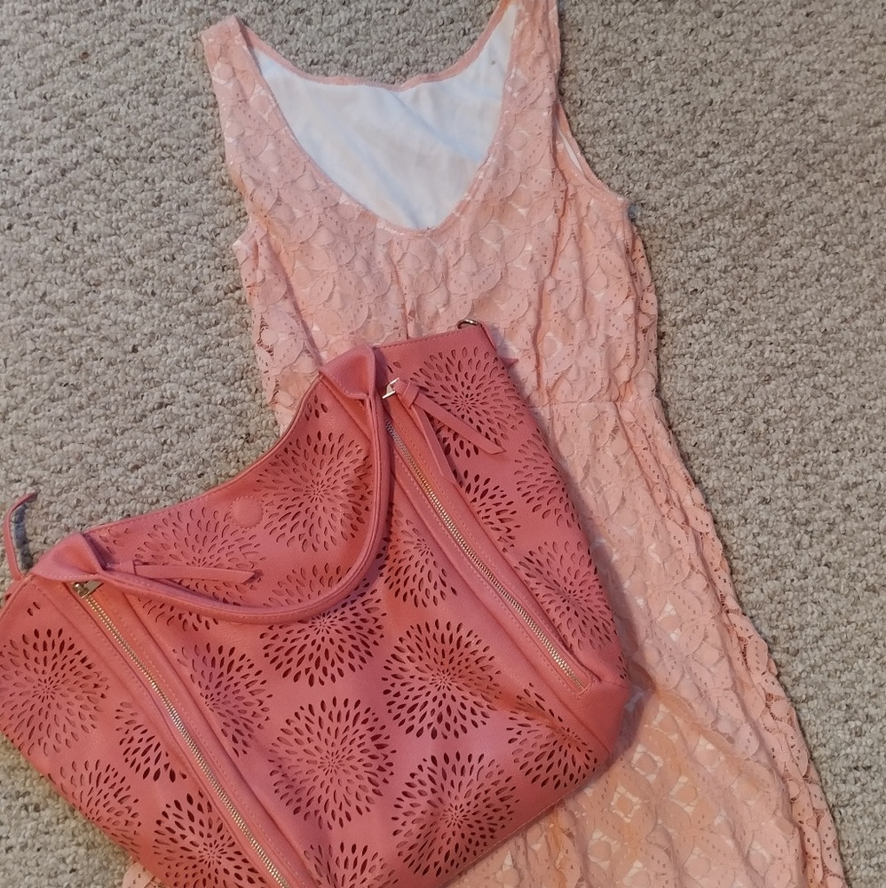 Pink Floral Lace Dress